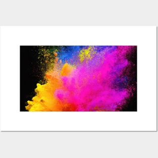 Bright coloured powder explosion on a black background illustration Posters and Art